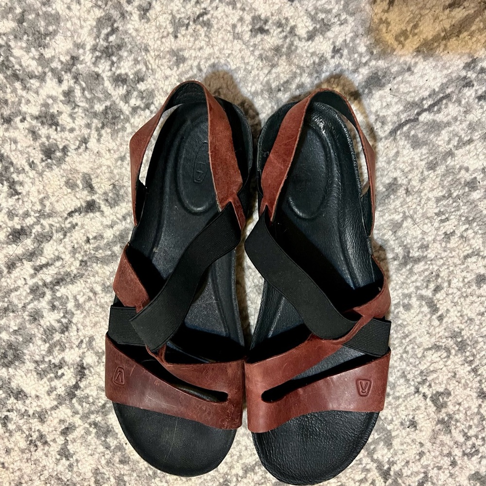Keen Black and Brown Sandals with Crisscross Straps